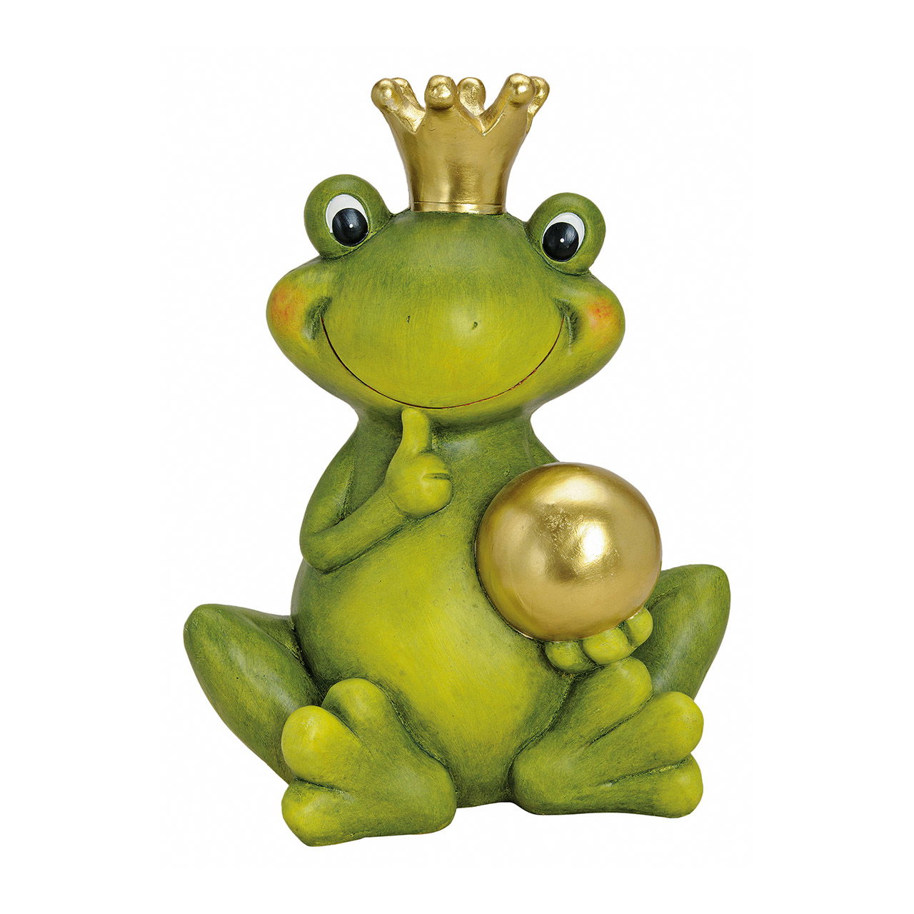 Roi grenouille avec boule dorée en céramique, L26 x P35 x H44 cm