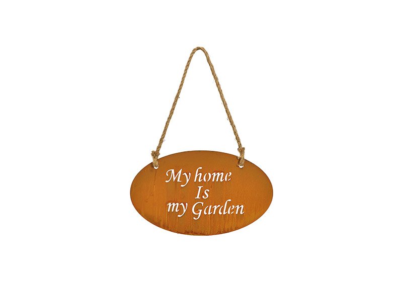 Hanger rusty finish, my home is my garden, made of metal brown 30x18cm