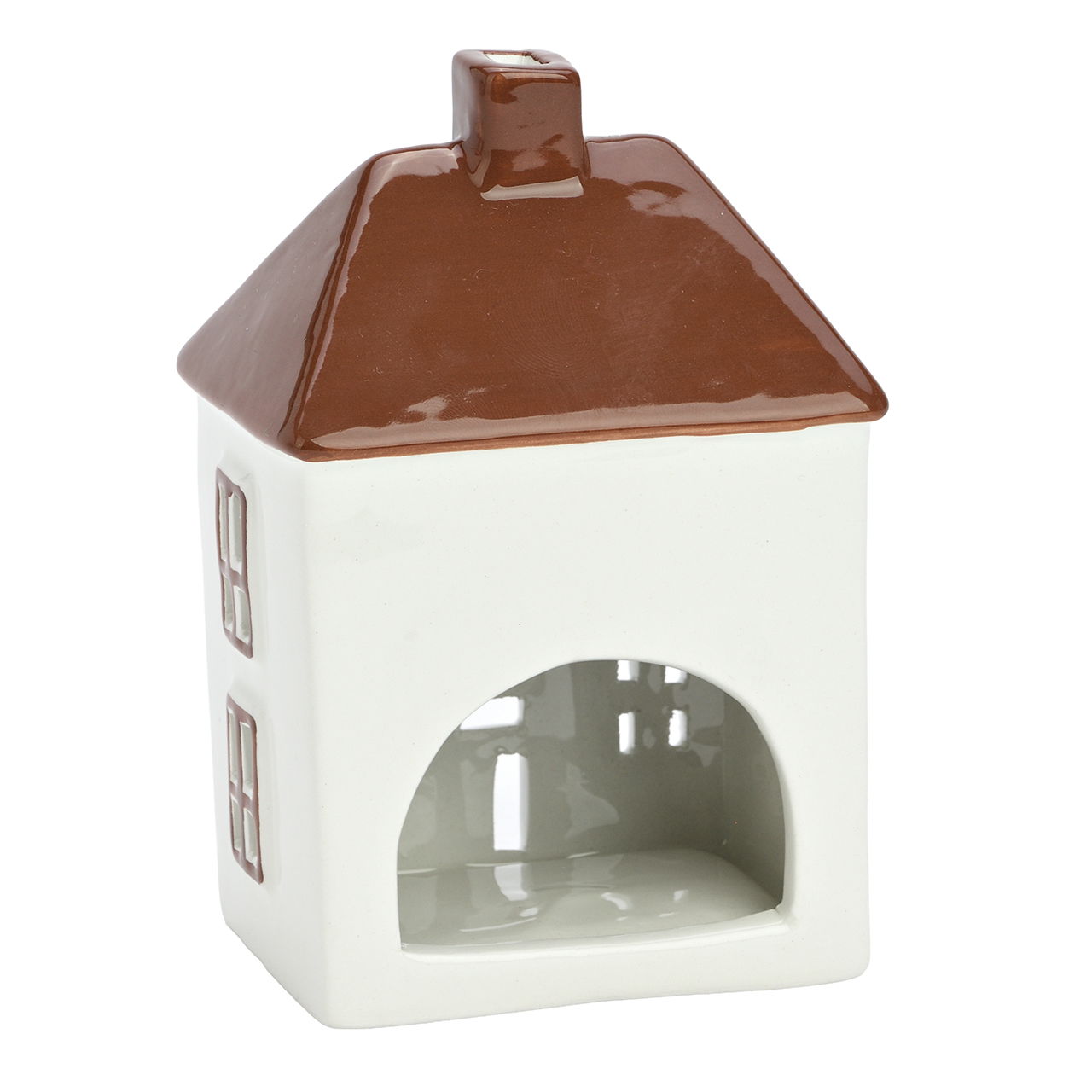 Windlicht Haus aus Keramik Braun (B/H/T) 9x13x6cm Töpferei, Kunst, Porzellan, Glas