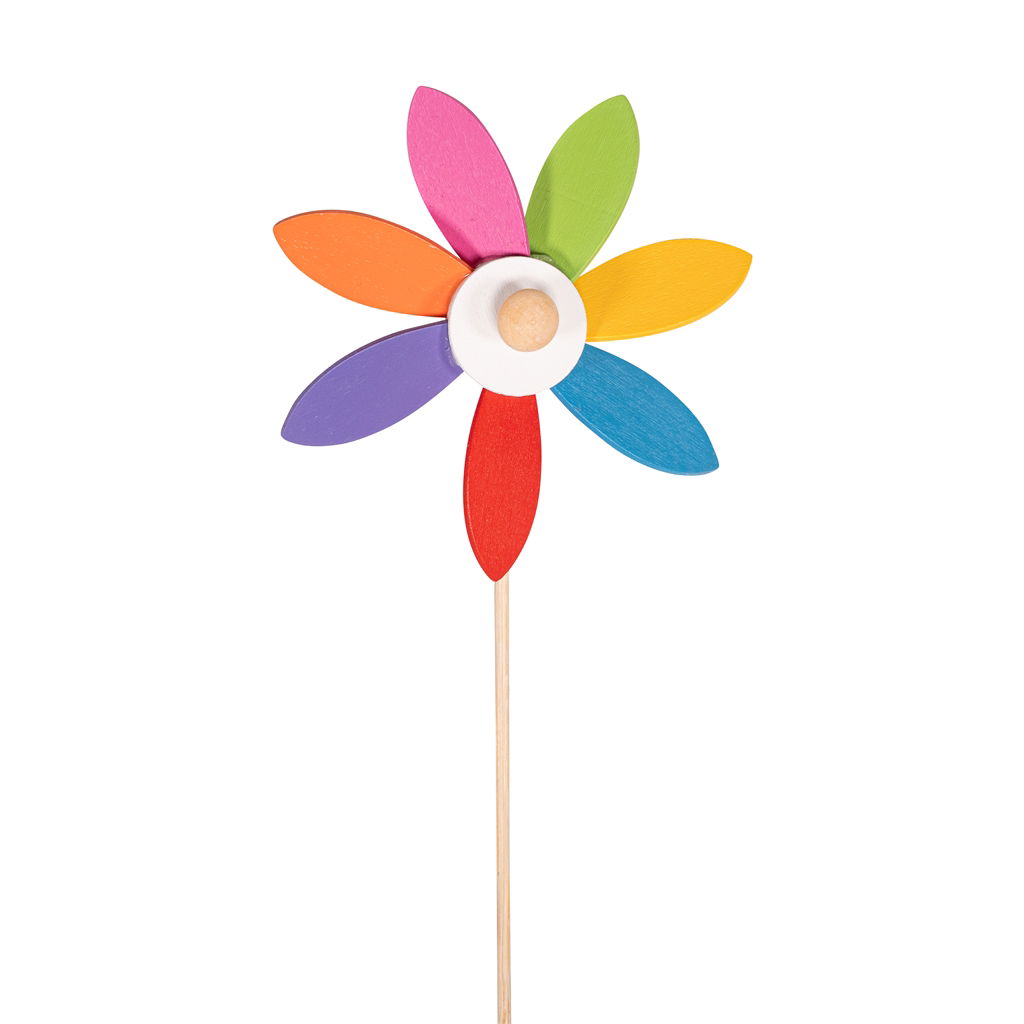 Ruota del vento arcobaleno, 24 pezzi/spl., legno, 9x3,5x28cm, 1 pezzo, arcobaleno - PROMOZION@