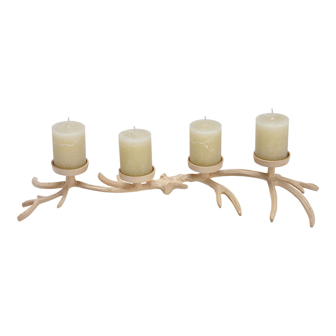 Advent wreath, candle holder deer antlers, made of metal beige (W/H/D) 63x10x18cm