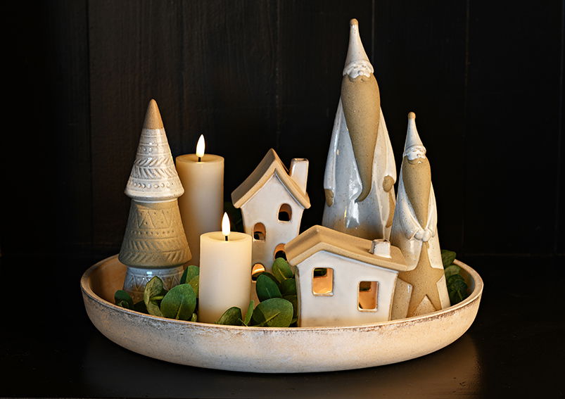 Windlicht Haus aus Steingut weiß 2-fach, (B/H/T) 7x17x7cm 11x11x8cm Windlicht Haus aus Steingut weiß 2-fach, (B/H/T) 7x17x7cm 11x11x8cm