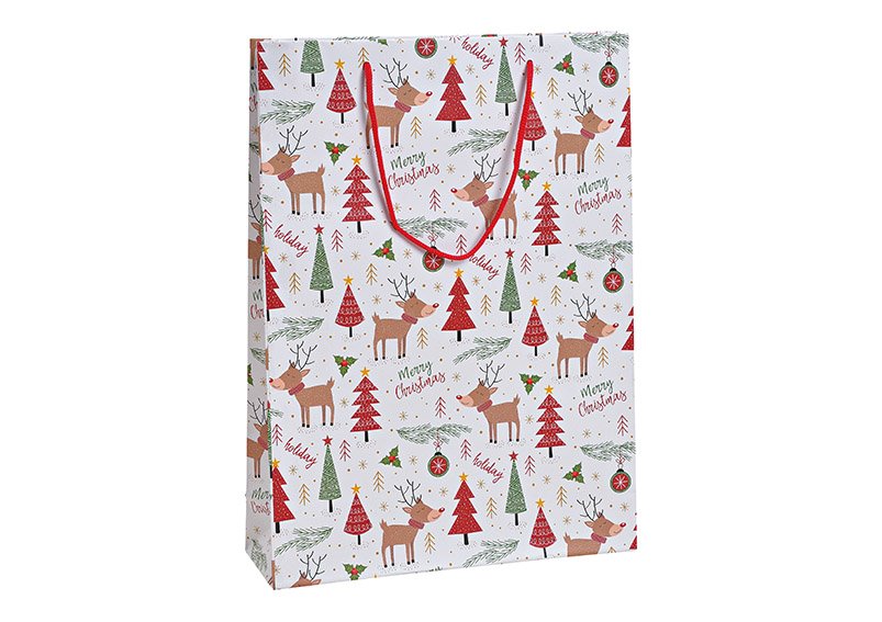 Geschenktüte Elch Merry Christmas aus Papier/Pappe Bunt (B/H/T) 25x34x8cm