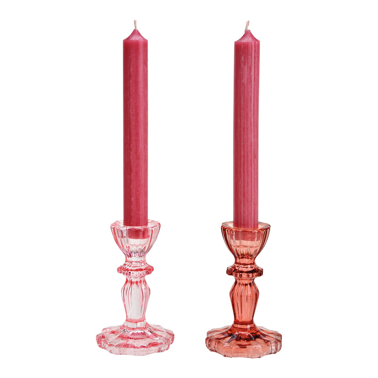 Bougeoir en verre rose/rose 2 fois, (L/H/P) 7x11x7cm Bougeoir en verre rose/rose 2 fois, (L/H/P) 7x11x7cm