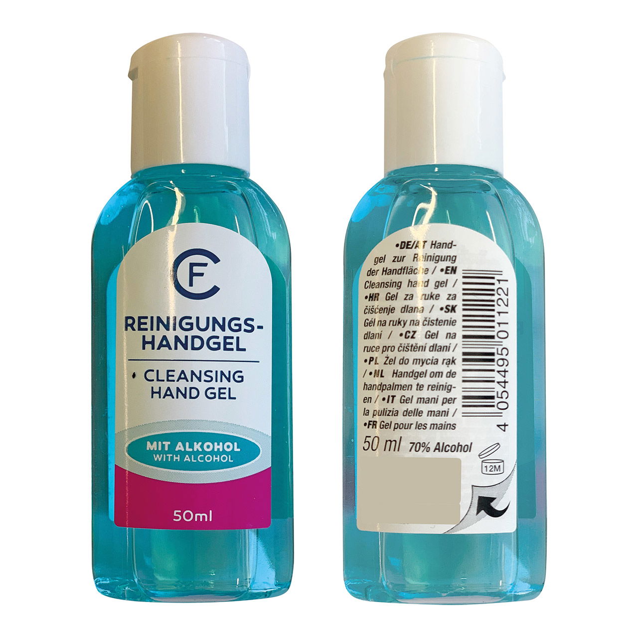 Gel limpiador de manos higiénico, 50ml aprox. 70% de contenido en alcohol Según normativa cosmética Certificado BBD hasta 2023, virucida contra virus, bacterias y hongos