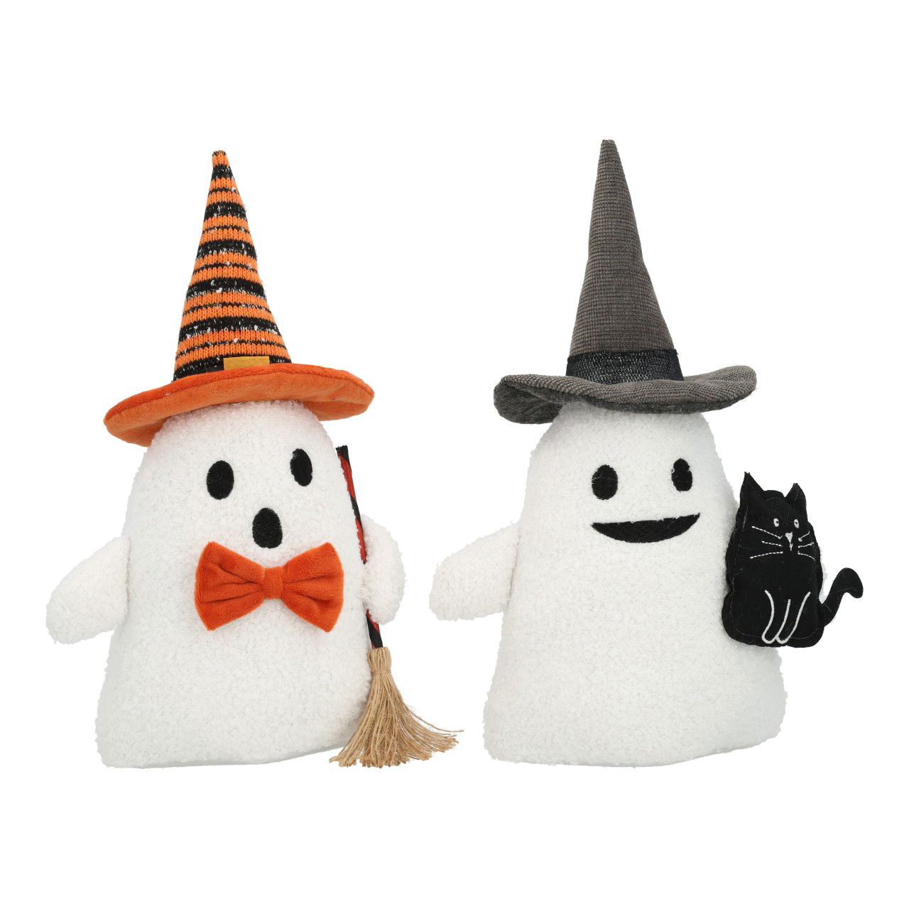 Fantasma con sombrero de bruja de textil blanco 2 surtidos (A/A/A) 22x34x12cm Natur, Im Freien, Hut, Winter, Schneemann