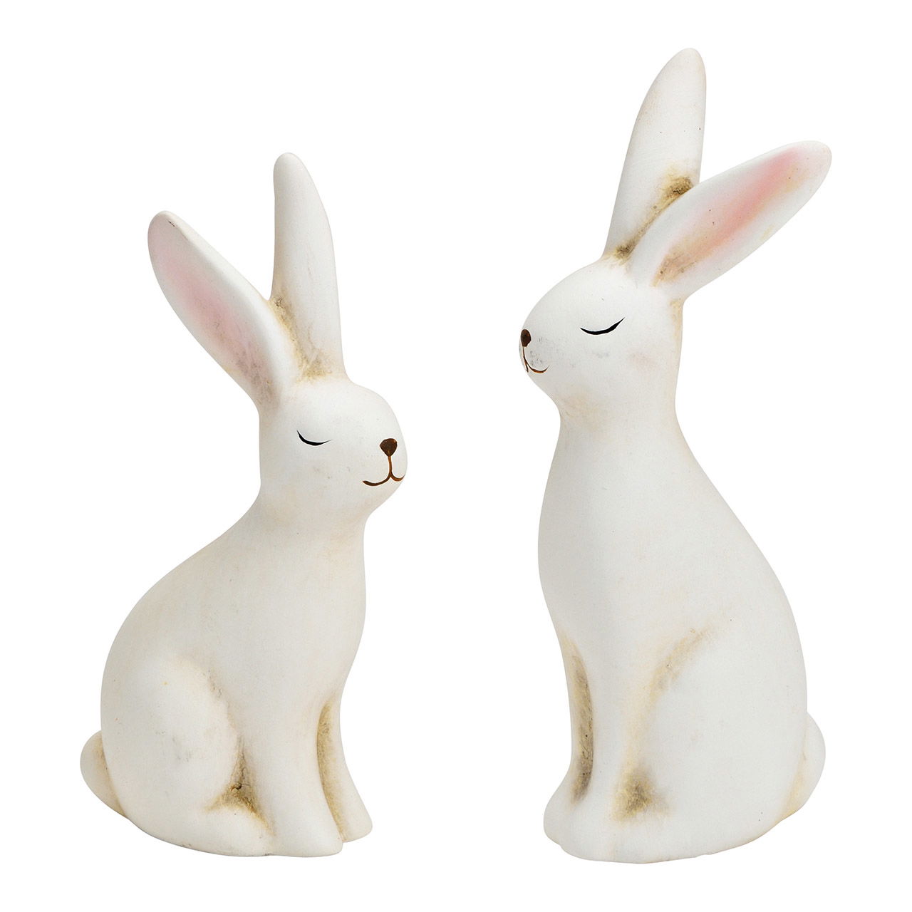 Hase aus Keramik Weiß 2-fach, (B/H/T) 6x16x4cm 4x14x8cm