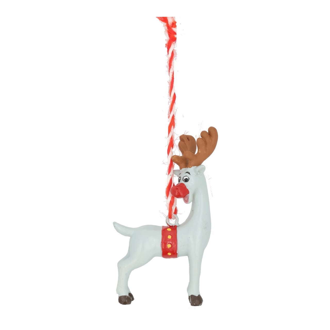 Weihnachtsmann & Co. KG Hänger Rudy aus Poly, Grau/Rot (B/H/T) 5x6.5x3cm Rentier, Weihnachtsdeko, Schmuckanhänger, Kunststoff, Hänger