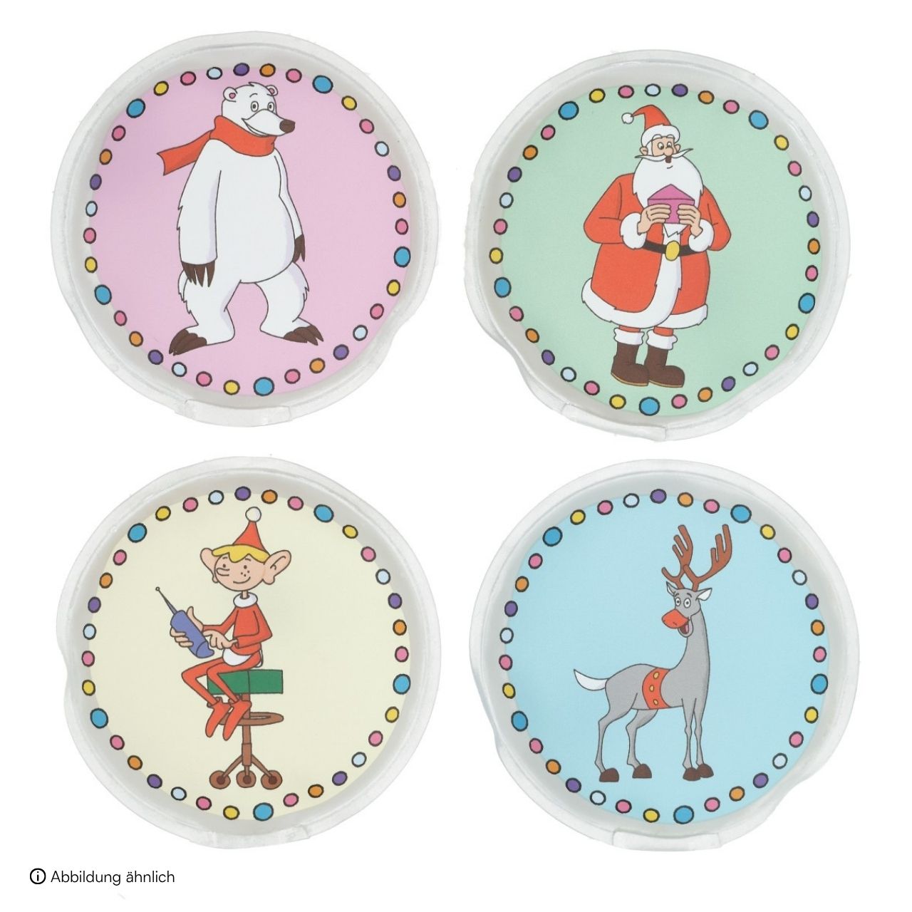 Plastikdeckel, Polarfigur, Weihnachtsmann, Rentier, Kinderdeko