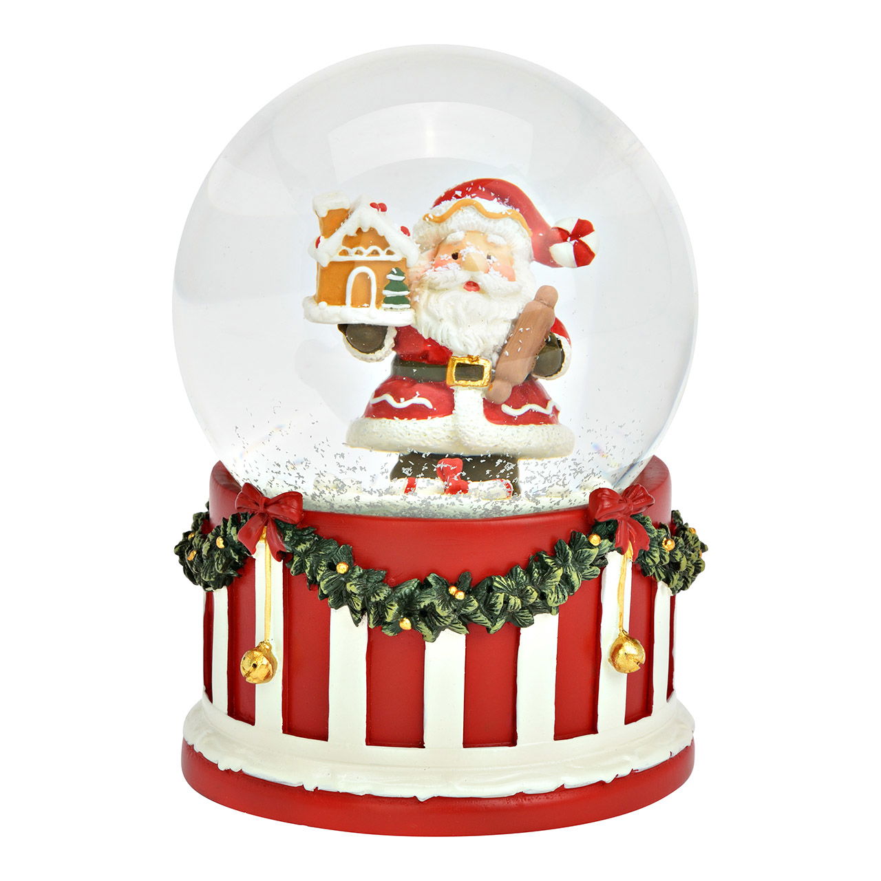 Spieluhr/Schneekugel Nikolaus Weihnachtsmotiv mit Musik aus Glas/Poly, Bunt (B/H/T) 10x14x10cm