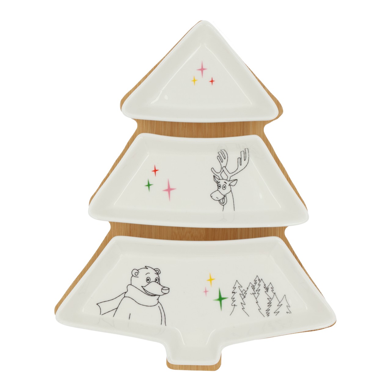 Teller, Weihnachtsbaum, Platte, Holzunterlage, Tiermuster