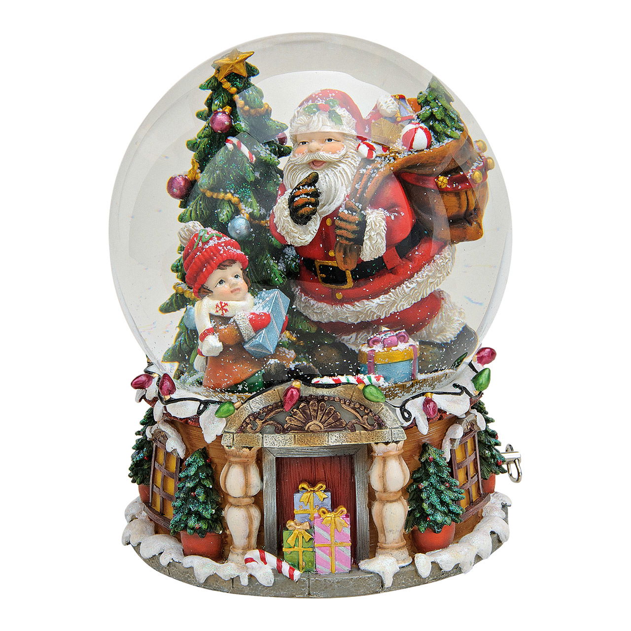 Scatola musicale/ globo di neve Babbo Natale, L20 x P16 cm