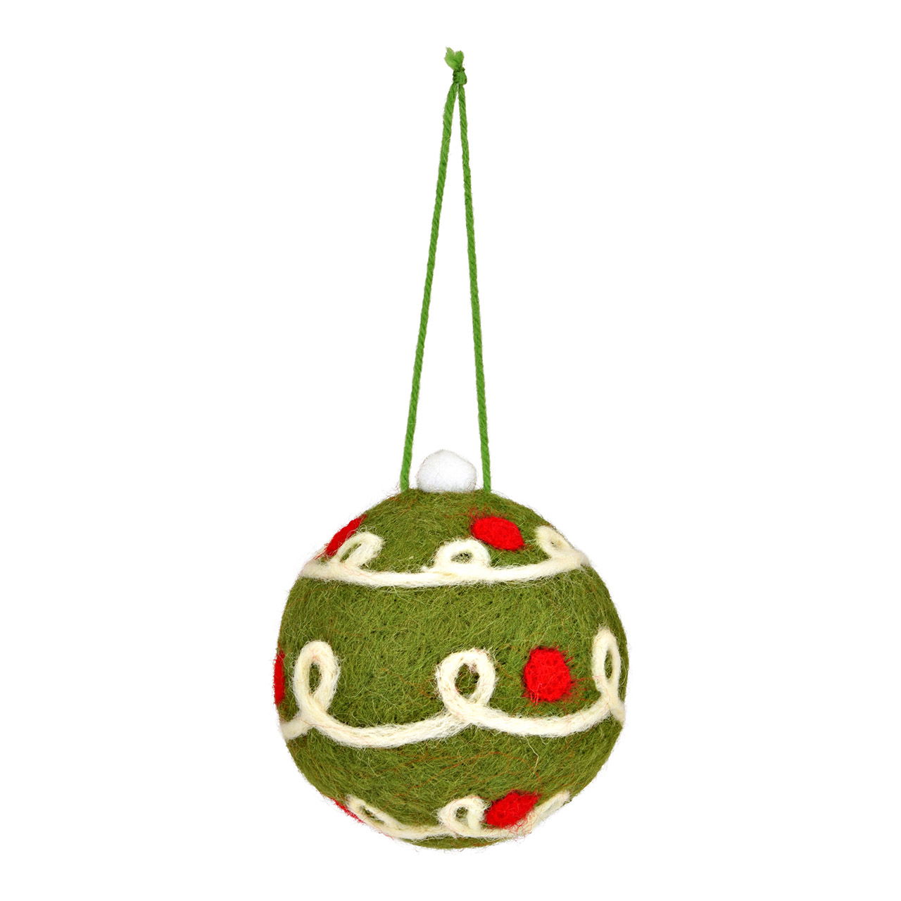 Felt Christmas bauble hanger, green (W/H/D) 7x8x7cm