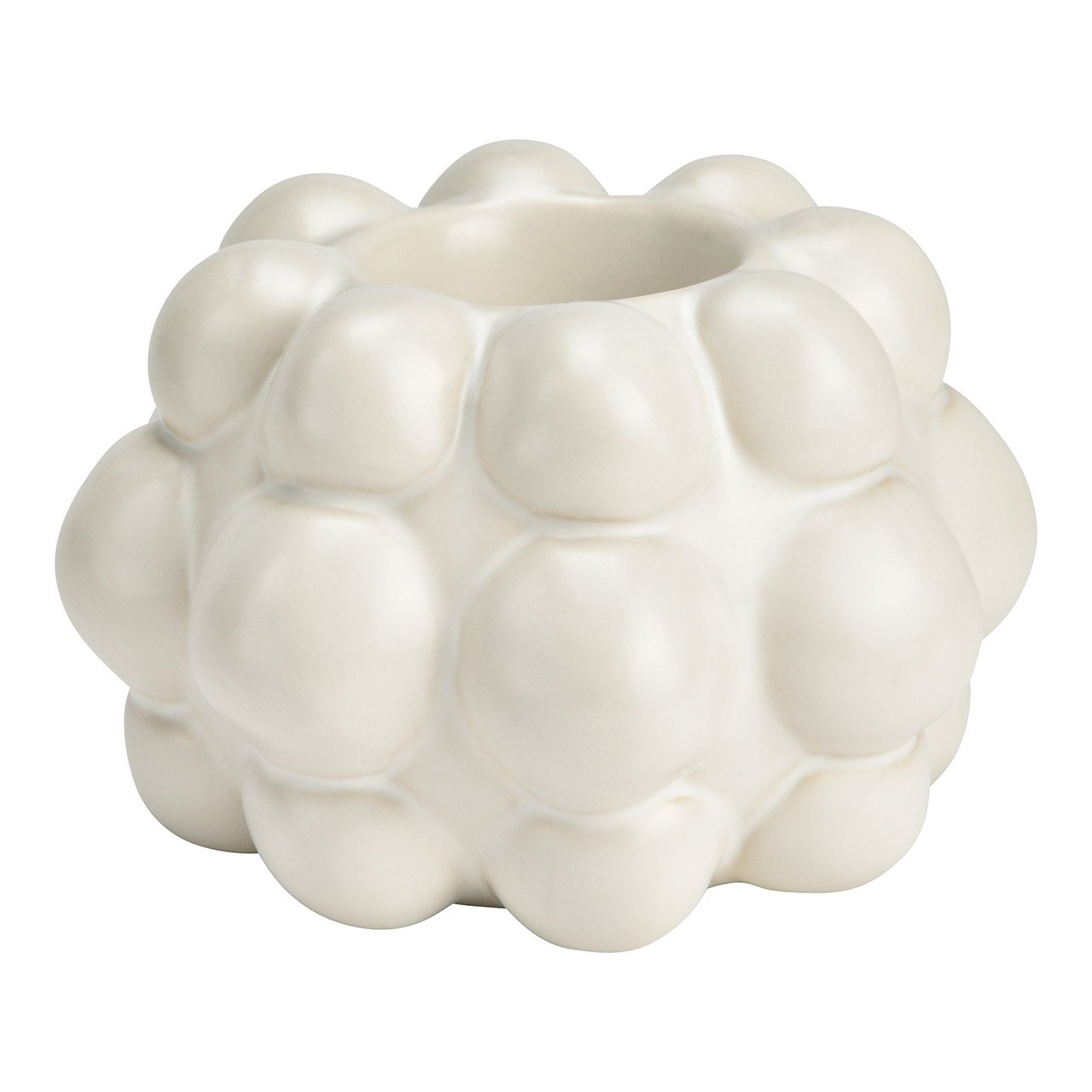 Portavelas burbuja de cerámica blanca (A/A/P) 12x8x12cm
