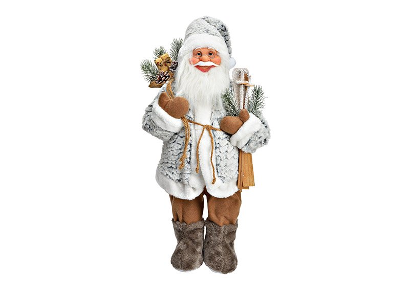 Babbo Natale in plastica/tessuto grigio, marrone (L/H/D) 29x64x24cm