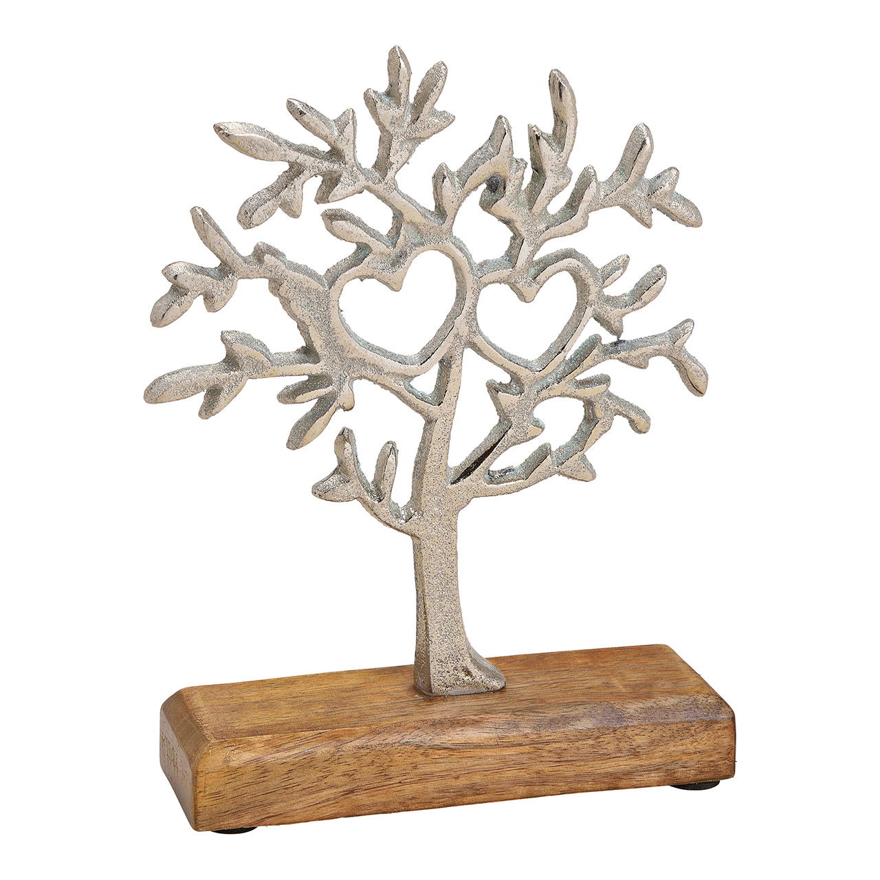 Stand tree made of mango wood, metal silver (w/h/d) 15x20x5cm