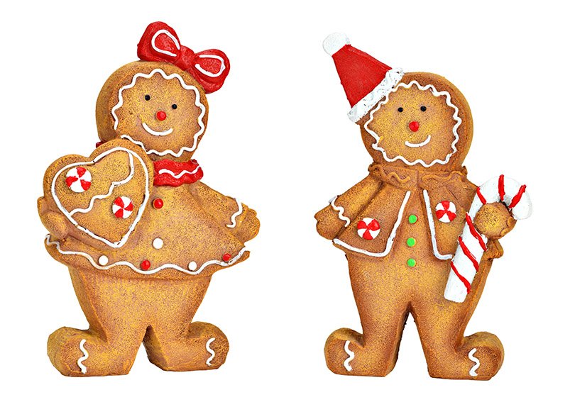 Gingerbread figures of poly brown 2-fold, (W/H/D) 15x23x7cm