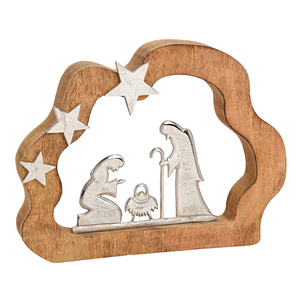 Espositore Presepe di legno Marrone, argento (L/H/D) 41x31x5cm