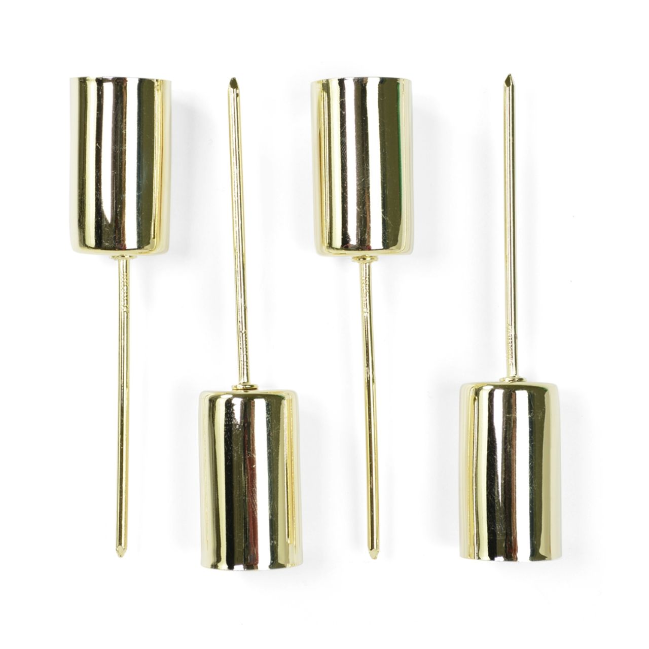 RW_10860 Kerzenhalter-Spieß aus Metall Gold 4er Set (B/H/T) 2,5x11x2,5cm gold, Ohrringe, Metall, Piercing, doppelseitig