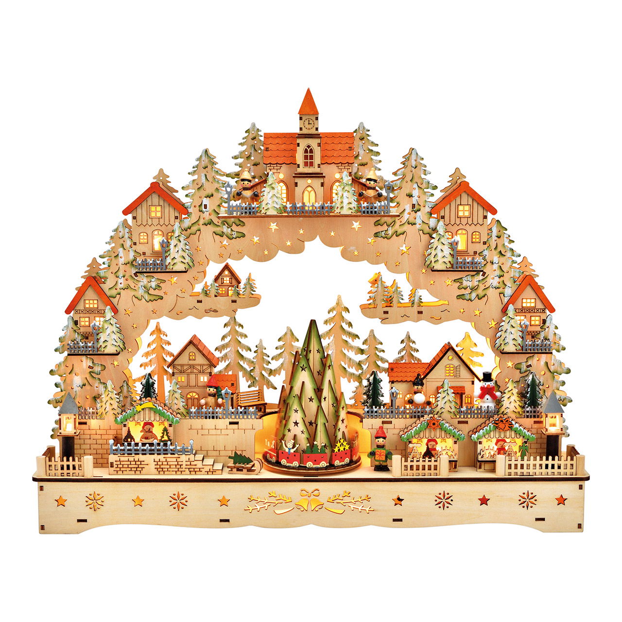 Arcing escena de invierno con LED, mov. Árbol de Navidad, música de madera natural (A/A/P) 58x47x11cm Arcing escena de invierno con LED, mov. Árbol de Navidad, música de madera natural (A/A/P) 58x47x11cm