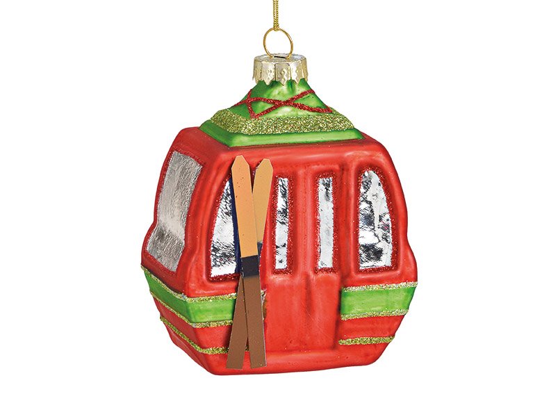 Christmas hanger gondola of glass Colorful (W/H/D) 8x10x5cm
