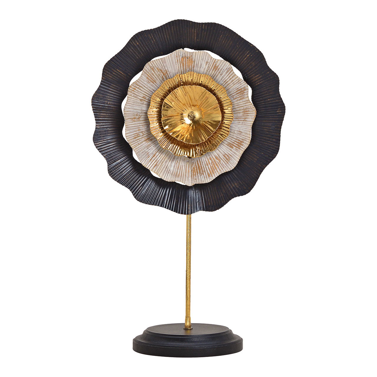 Metal flower stand black, gold (W/H/D) 25x42x14cm