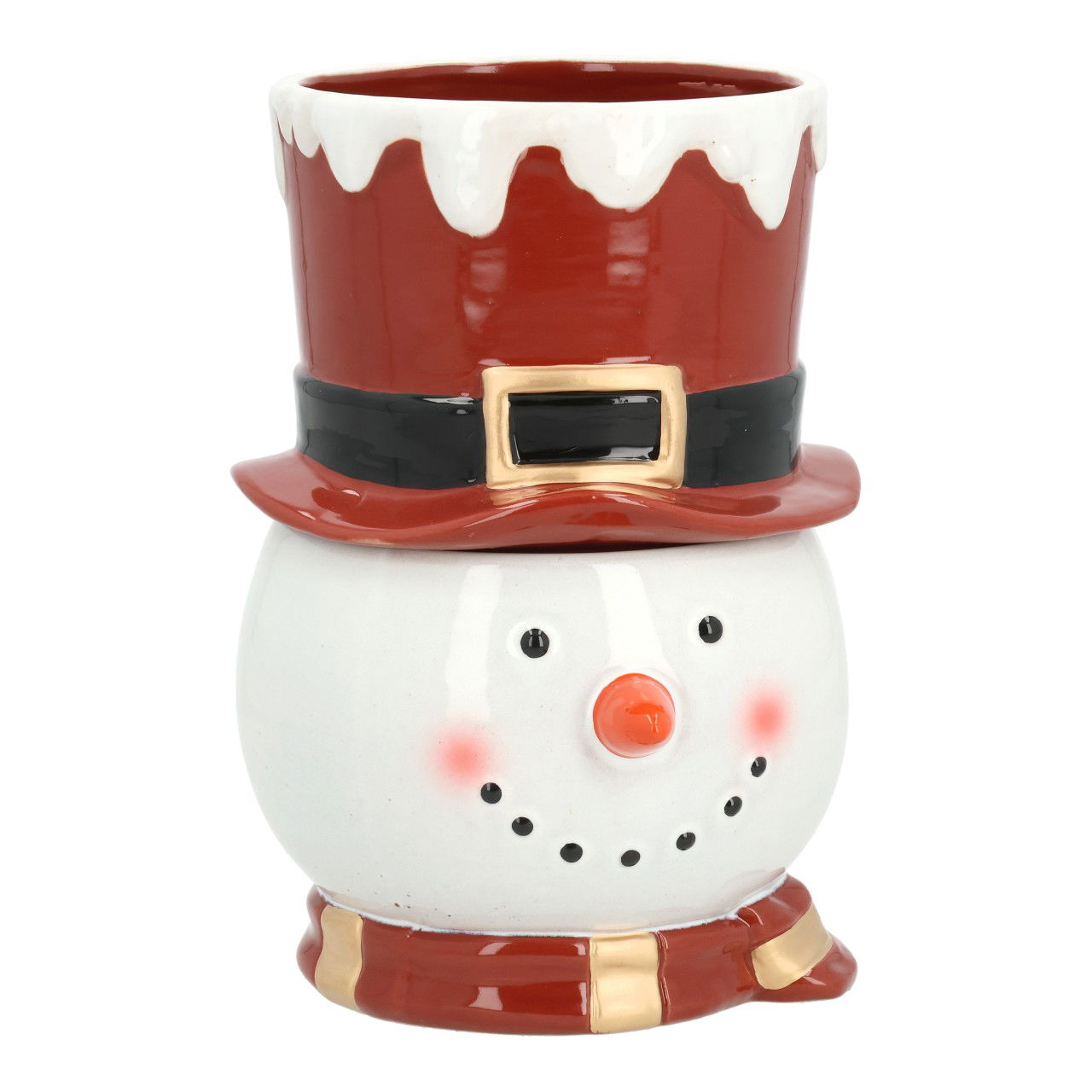 Maceta muñeco de nieve y sombrero de copa de gres rojo set de 2 (A/A/P) 18x23x16cm Töpferei, Zubehör