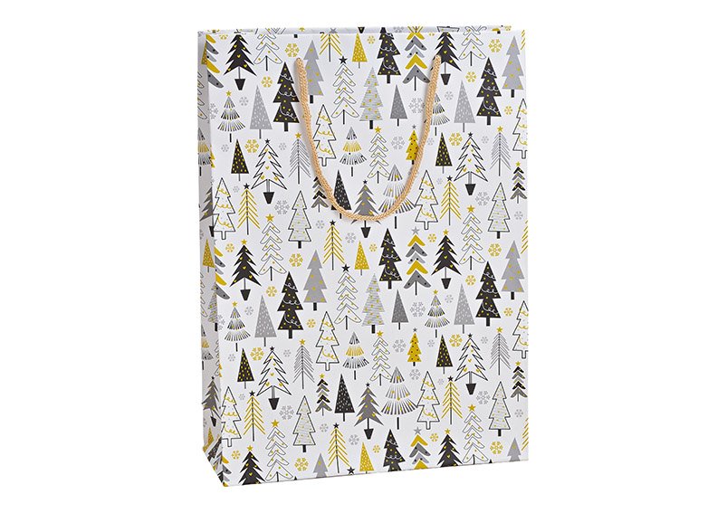 Giftbag winterforest paper/cardboard white 25x34x8cm