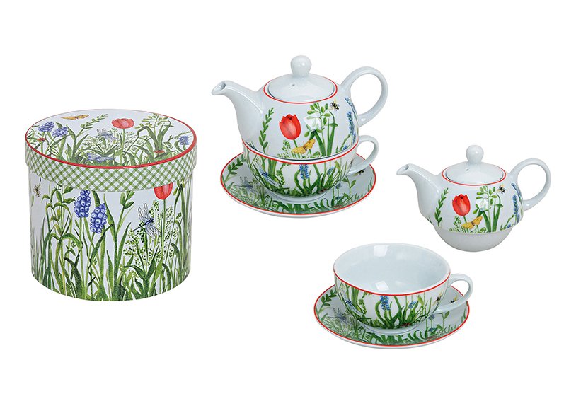 Teapot set porcelain flower (w/h/d) 15/16/15 cm