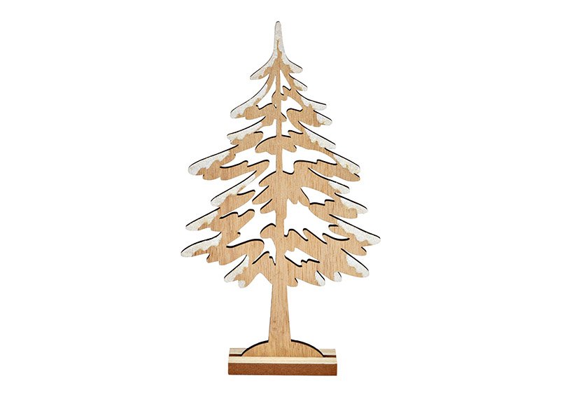 Fir tree with snow made of wood natural (W/H/D) 15x26x4cm
