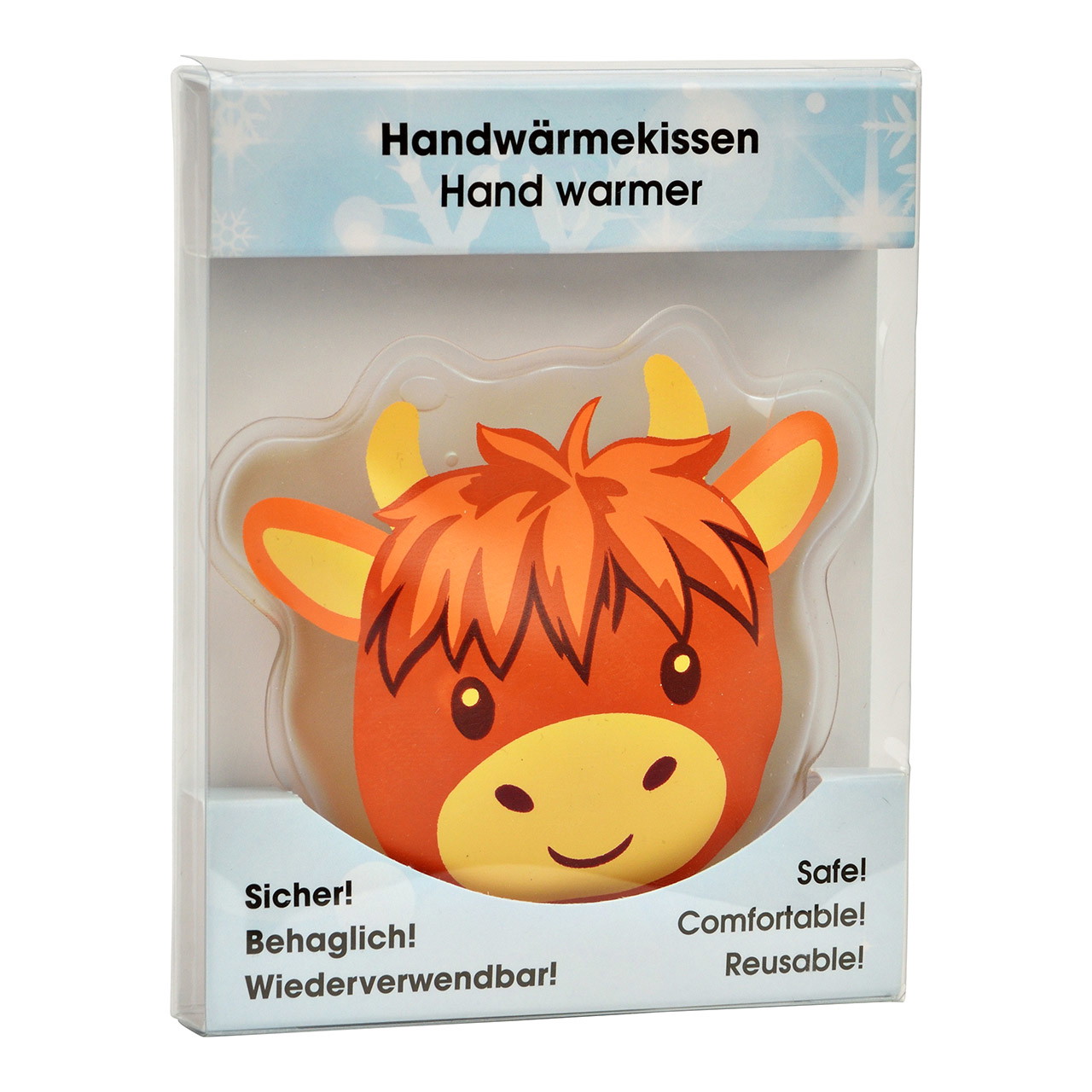 Taschenwärmer Hochlandrind aus Kunststoff Braun (B/H/T) 10x8x1cm Kinderspielzeug, Giraffenmotiv, Kleiner Teller?, Spielzeugmotiv, Gelber Schnauze