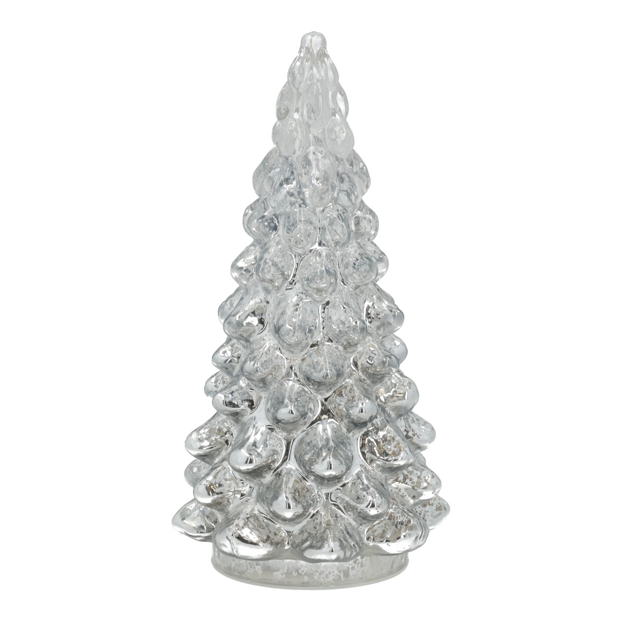 Christmas tree with LED made of silver glass (W/H/D) 12,5x24x12,5cm excl. 3xAA gläsern?, weihnachtsbaum, dekor, figur, transparent