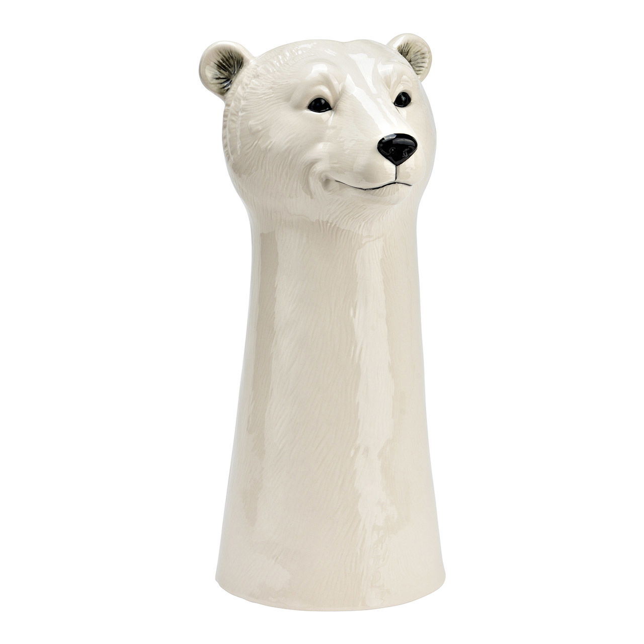 Ceramic polar bear head vase, white (W/H/D) 14x28x13cm Tier, Bär, Säugetier, Tierwelt, Töpferei