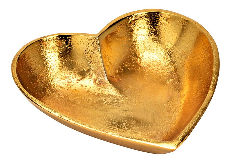 Bowl heart of metal gold (W/H/D) 15x5x15cm