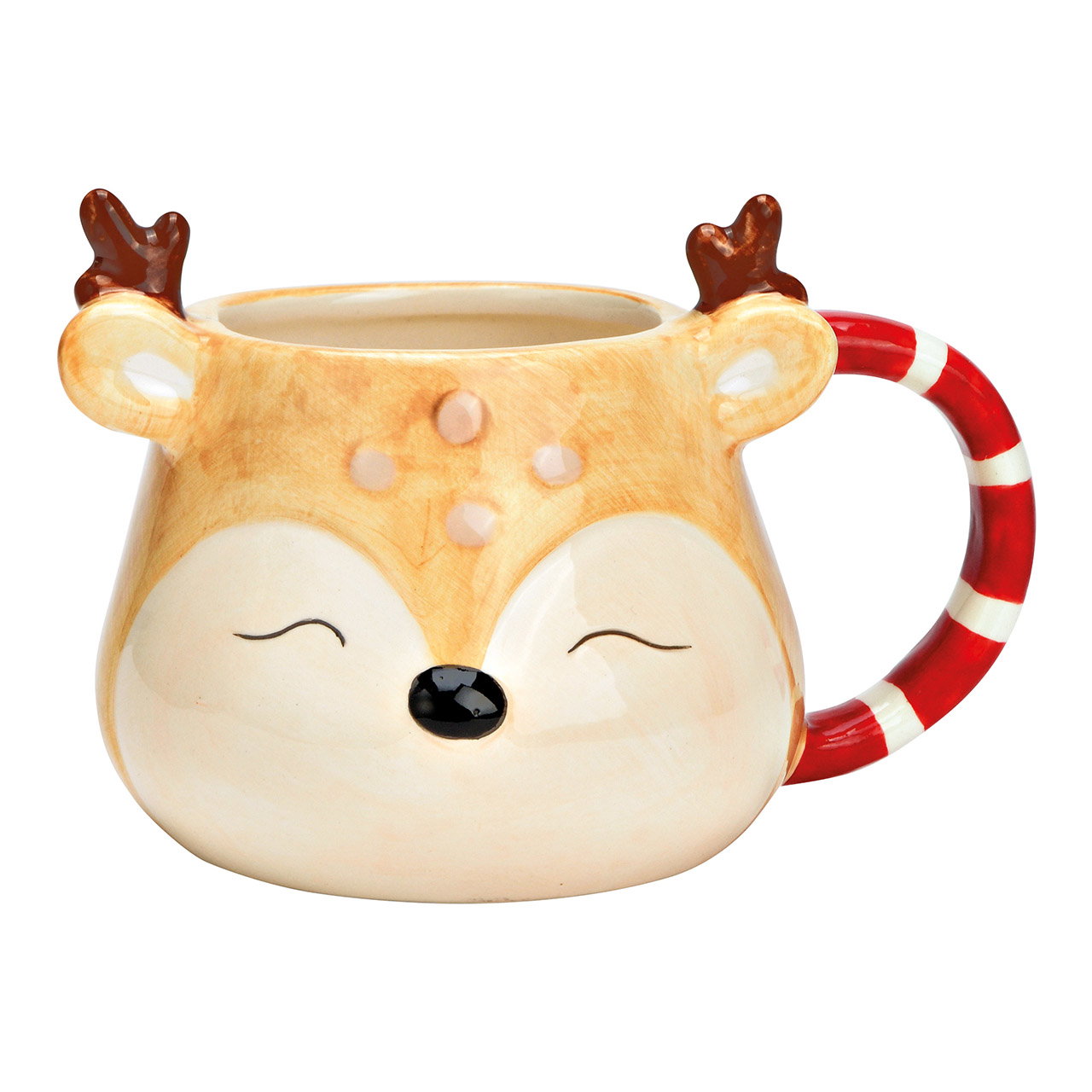 Ceramic reindeer mug, beige/red (W/H/D) 14x10x11cm 360ml Ceramic reindeer mug, beige/red (W/H/D) 14x10x11cm 360ml