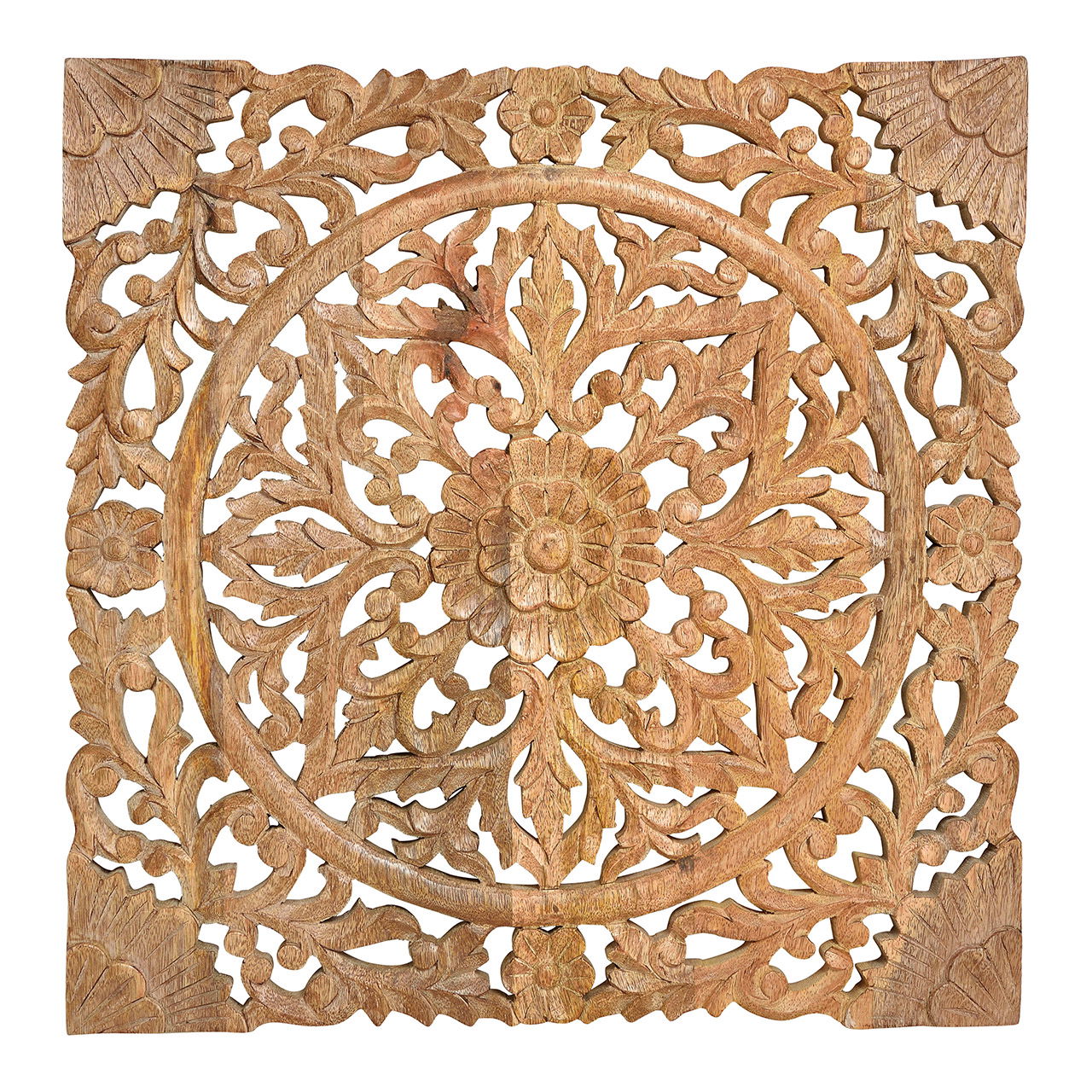 Wandbild 3D Blumen Dekor aus Mangoholz, Braun (B/H/T) 50x50x2cm Wandbild 3D Blumen Dekor aus Mangoholz, Braun (B/H/T) 50x50x2cm