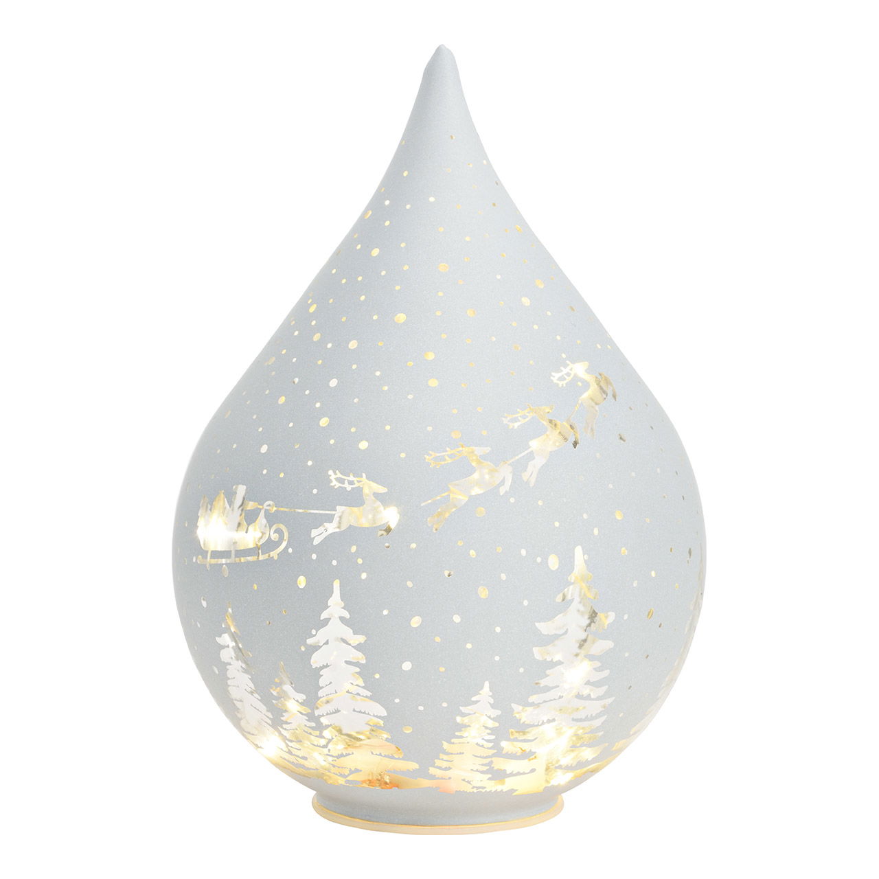 Kerstfiguur druppelvormig met LED gemaakt van glas, wit (B/H/D) 14x20x14cm Werking op batterijen 3xAA niet inbegrepen Kerstfiguur druppelvormig met LED gemaakt van glas, wit (B/H/D) 14x20x14cm Werking op batterijen 3xAA niet inbegrepen