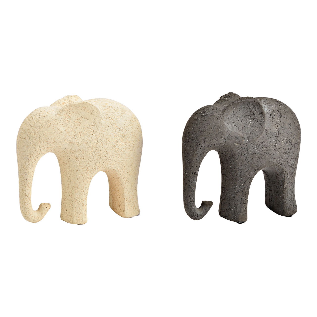 Olifant van keramiek beige, zwart 2-voudig, (B/H/D) 16x14x7cm