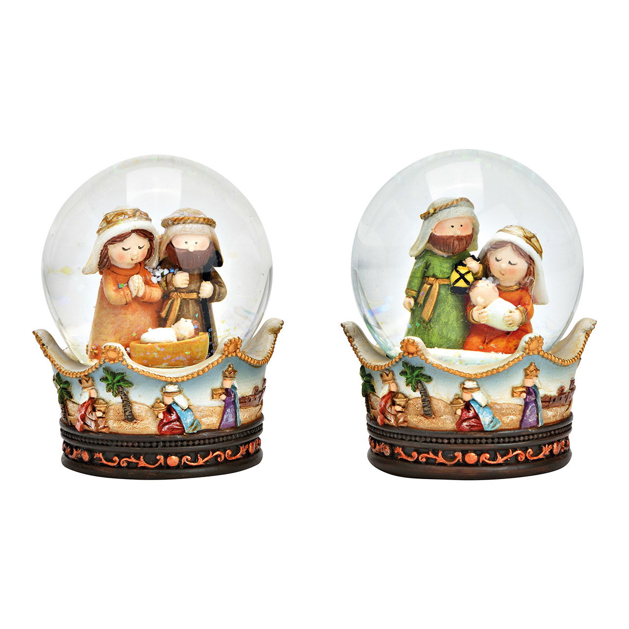 Boule à neige Crèche en poly, verre double, (L/H/P) 7x9x7cm