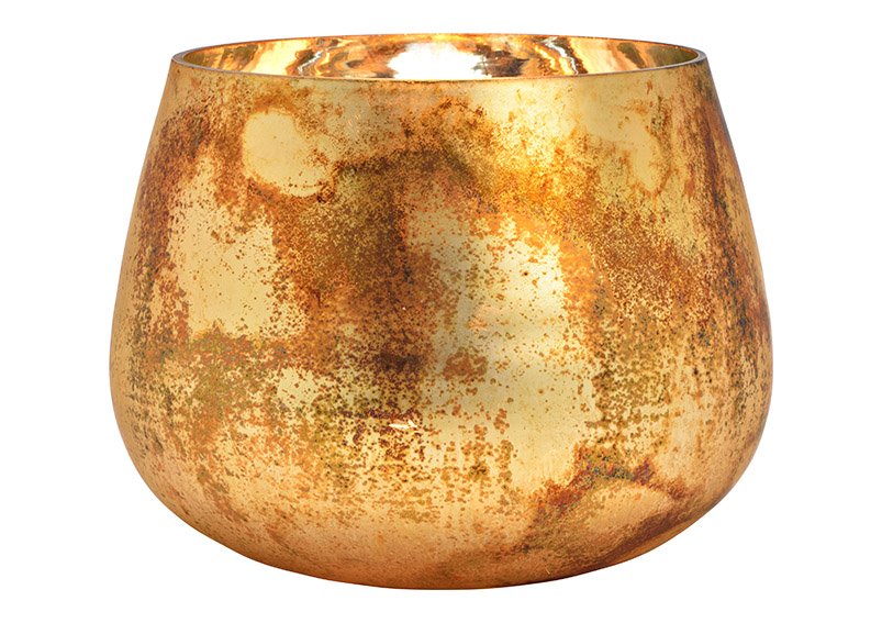 Lanterna di vetro oro, (c/h/d) 18x15x18cm