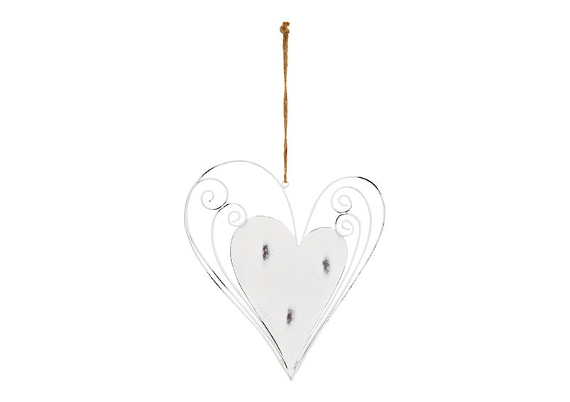 Hanger metal heart white (W/H) 18x30cm