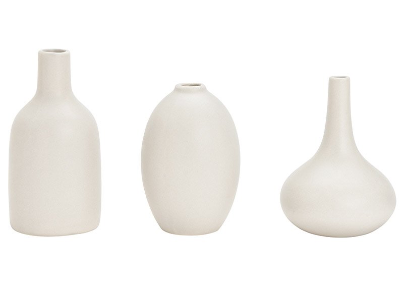 Vases set of ceramic grey set of 3, (W/H/D) 9x12x9cm, 7x11x7cm, 7x14x7cm