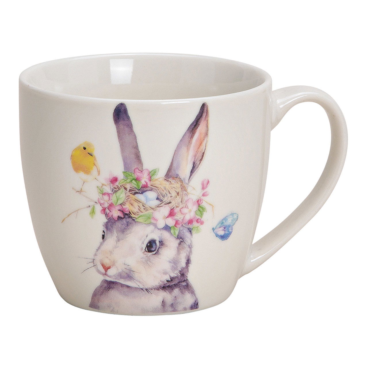 Becher Hase Dekor aus Porzellan, Bunt (B/H/T) 13x9x10cm 350ml