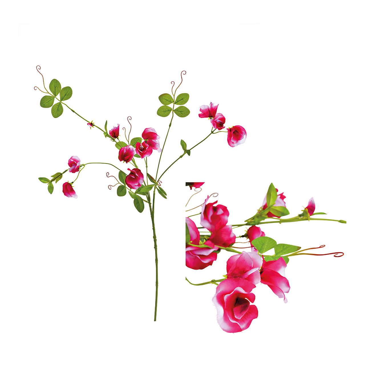 Fleur artificielle branche de vesce en plastique rose (H) 78cm