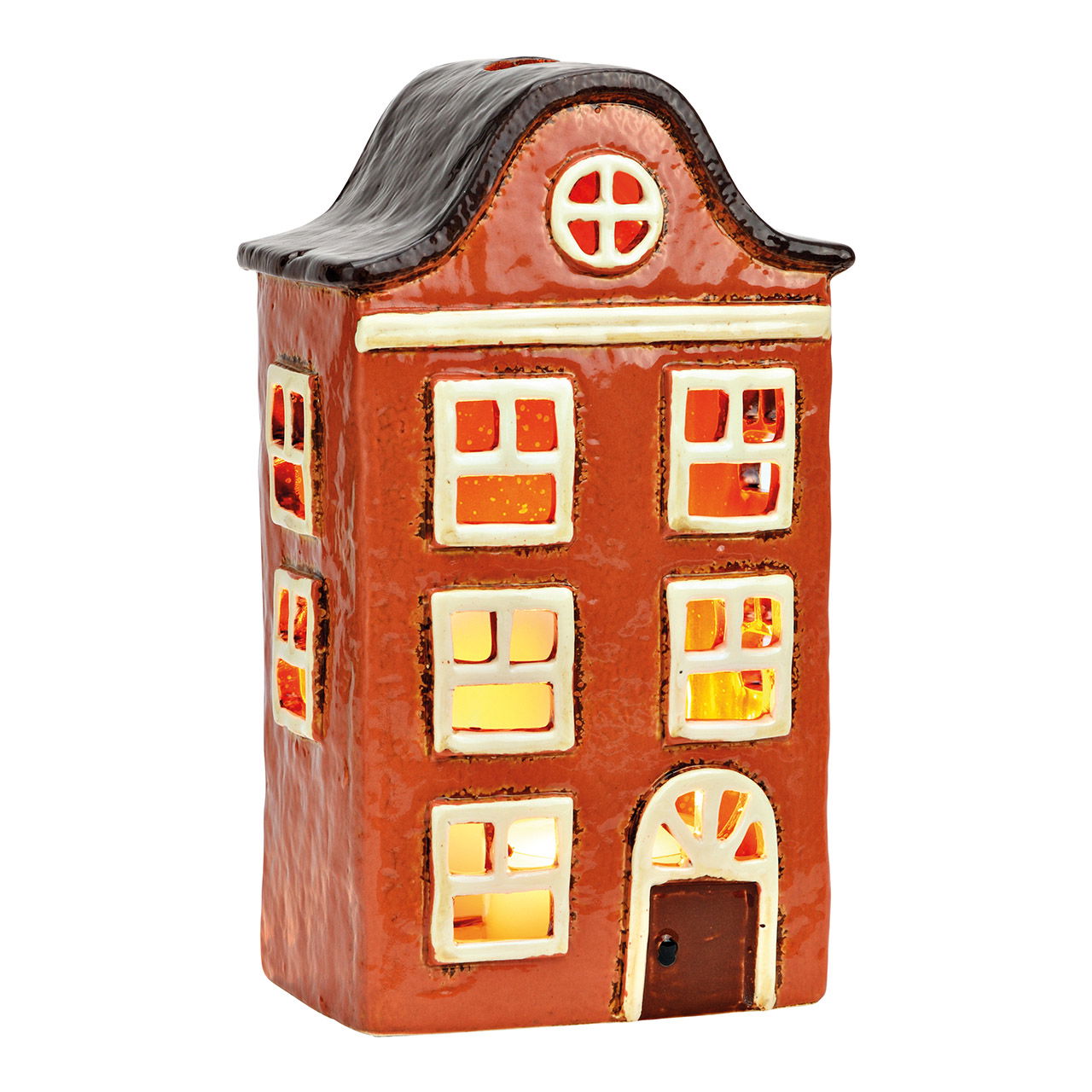 Lichthaus aus Steingut, Rot (B/H/T) 13x22x9cm