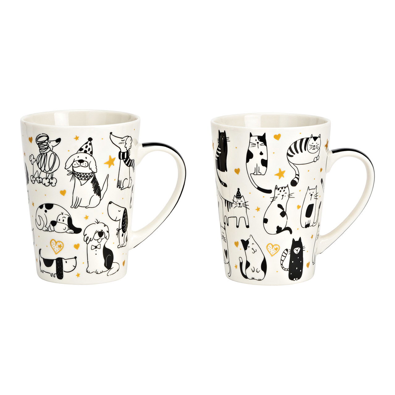 Jumbo mug dog, cat decor made of porcelain white 2-fold, (W/H/D) 13x13x9cm 520ml