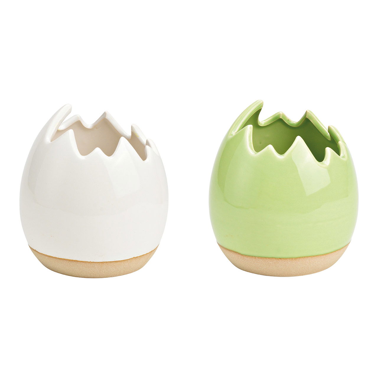 Pot de fleurs oeuf en céramique vert, blanc 2 fois, (L/H/P) 11x12x11cm Pot de fleurs oeuf en céramique vert, blanc 2 fois, (L/H/P) 11x12x11cm