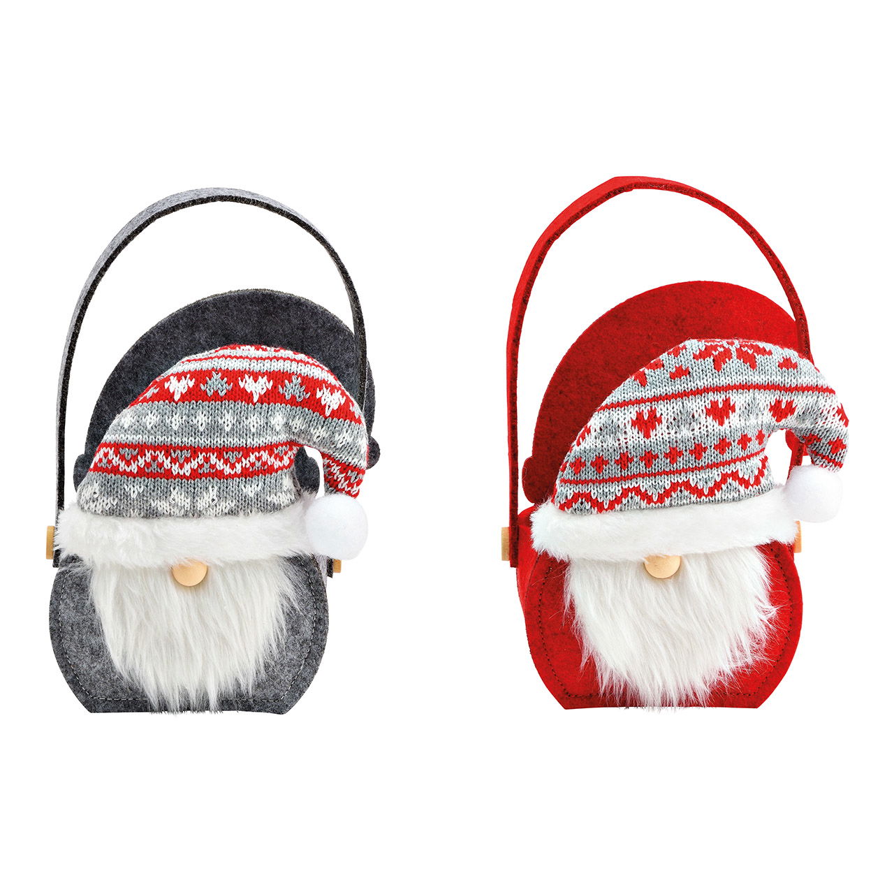 Sacco di Babbo Natale con manico in feltro, tessuto rosso, grigio 2 pieghe, (L/H/D) 12x17x7cm Sacco di Babbo Natale con manico in feltro, tessuto rosso, grigio 2 pieghe, (L/H/D) 12x17x7cm