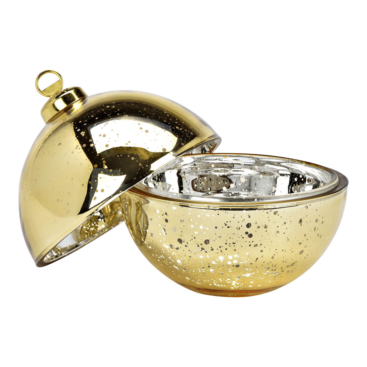 Glass Christmas bauble jar, gold (W/H/D) 11x13x11cm Glass Christmas bauble jar, gold (W/H/D) 11x13x11cm