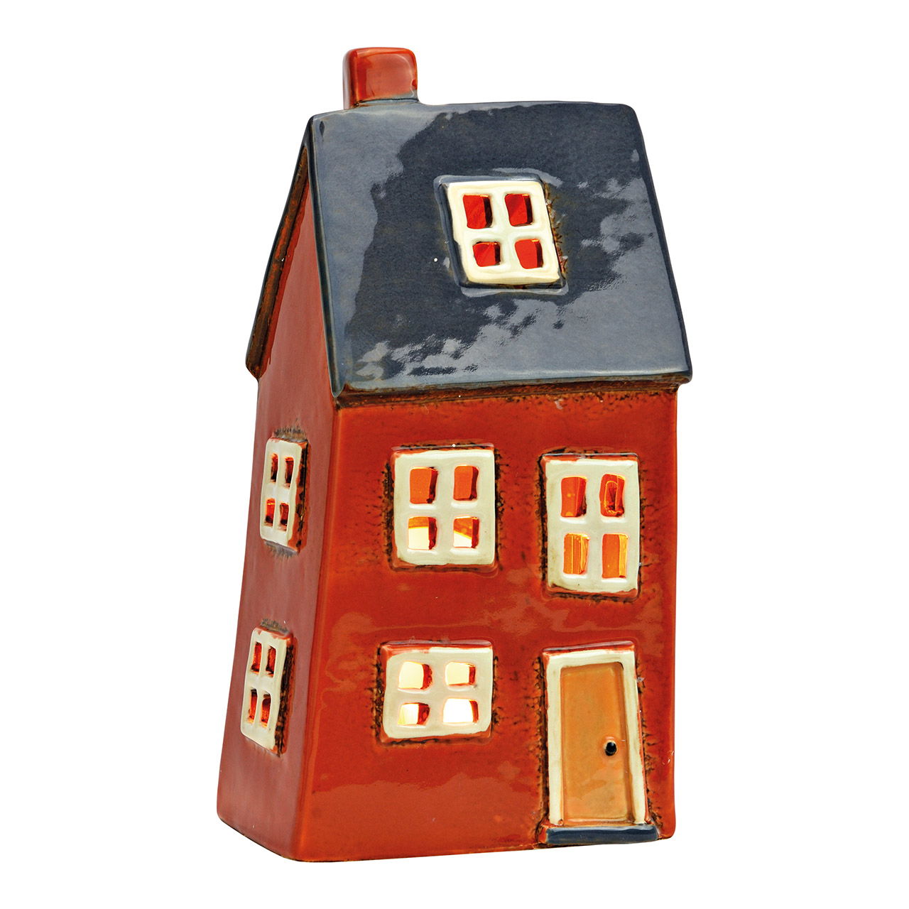 Stoneware lantern house colorful (W/H/D) 12x23x9cm